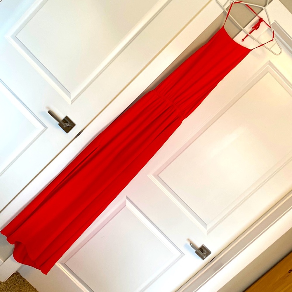 SHOW ME YOUR MUMU Coral halter sheer maxi dress
